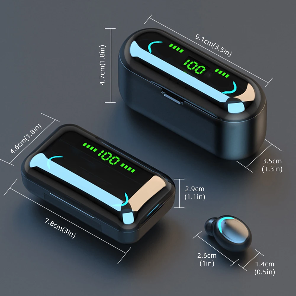 

Wireless Earphones Bluetooth Earphone 5.0 9D Bass Stereo Waterproof Earbuds Handsfree Headset With Microphone Charging Case