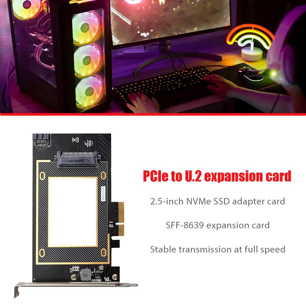 

PCI-E To U.2 Riser Card PCI-E U.2 SSD To PCI Express Card Support SSD 2.5 Inch SATA SSD Adapter For Desktop PC Computer