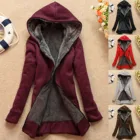 Женская куртка с капюшоном, Повседневная зимняя теплая толстовка на молнии с длинным рукавом и капюшоном, Толстая теплая куртка, пальто для женщин, #40