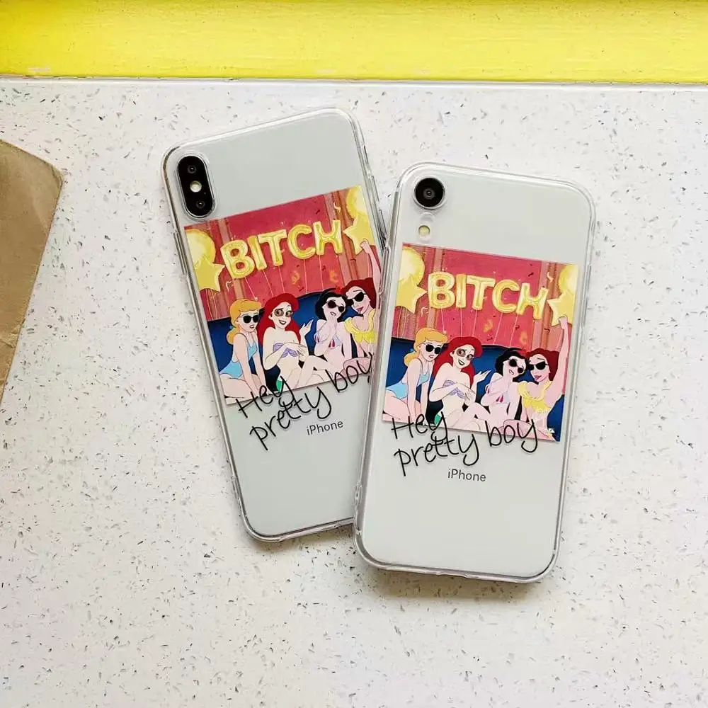 Милый прозрачный чехол для телефона из ТПУ с узором девочек iPhone X XS Max XR 7 8 6 6s Plus