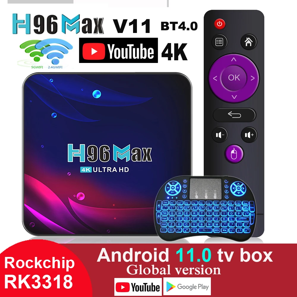 Приемник медиаплеер H96 Max V11 4K Hd Youtube Google Play 2 4G Android 11 | Электроника