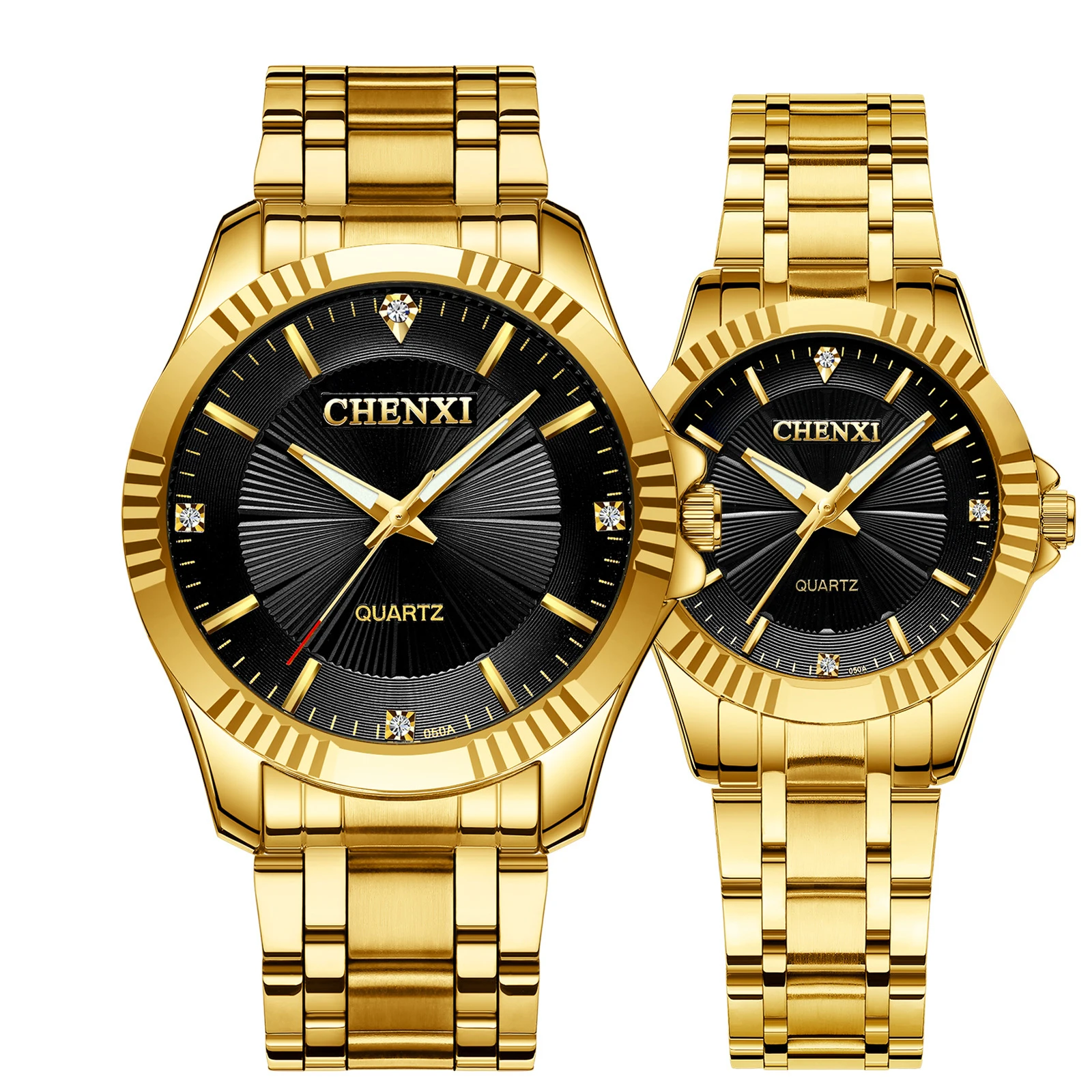 

New Luxury Couple Watch Golden Fashion Stainless Steel Lovers Clock Quartz Wrist Watches For Women 2021 Relogio Masculino