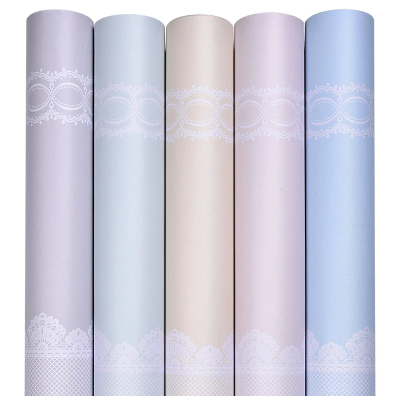 Креативные милые кружевные полосатые обои самоклеящиеся розовые синие зеленые