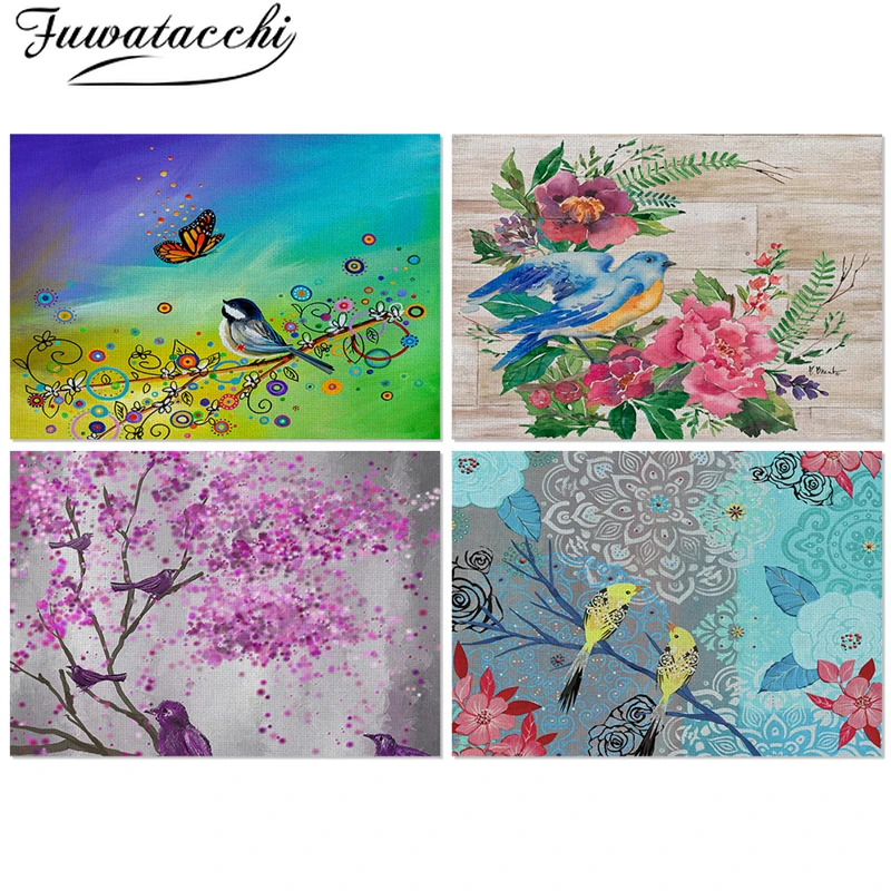 

Fuwatacchi Flowers Placemats for Dining Table Simple Style Drink Coasters Rectangle Cup Pads Tableware Mat Kitchen Decoration