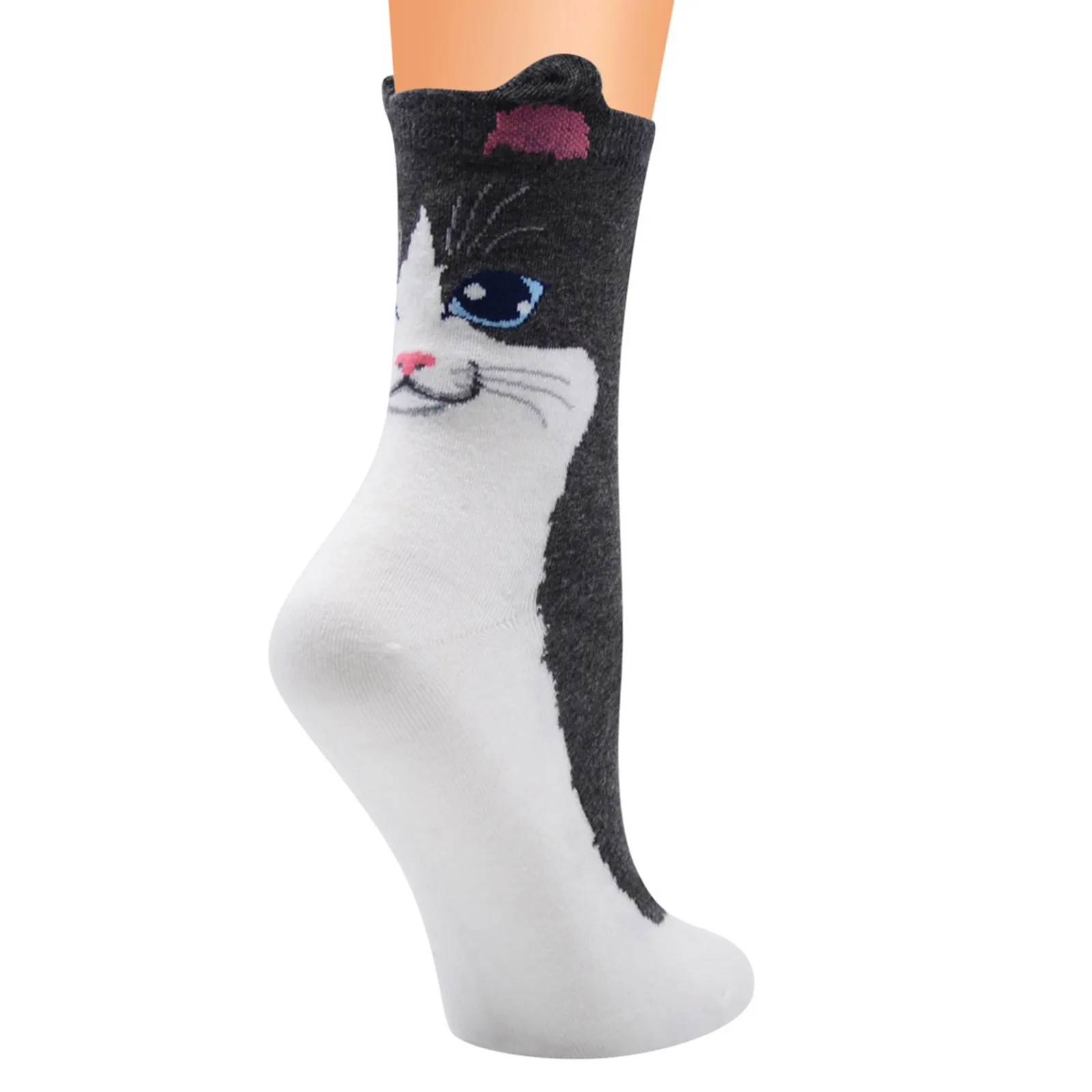 

Women's Socks 1pairs Spring Autumn Winter Funny Cartoon Sock Ladies And Woman's Cat Printing Long Cotton Socks Warm Casual