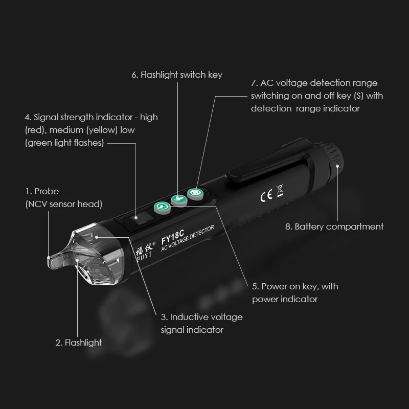 Электрический испытательный карандаш с ЖК дисплеем 12 1000 В детекторы напряжения