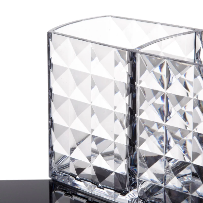 

Transparent Acrylic 3 Compartments Makeup Storage Cotton Swab Organizer Casket Box Cosmetic Jewelry Storage Case