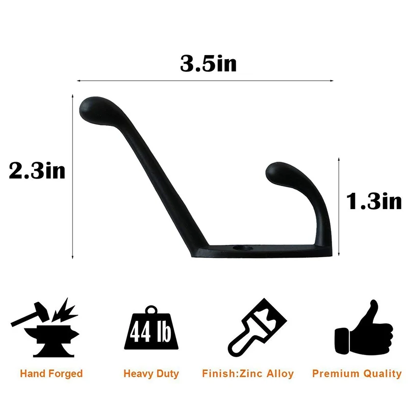 

9 Pcs Heavy Duty Coat Wall Hooks Retro Hanger Double Pole for Hat with 20 Screws TWEL889