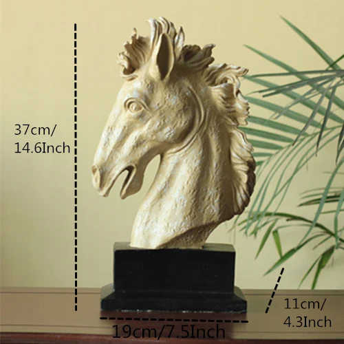 Horse L VILEAD 27 см 37 см Смола общая голова лошади фигурки Американская страна креативное Ретро украшение с животными украшения Hogar ремесло подарок - Цвет: Horse L