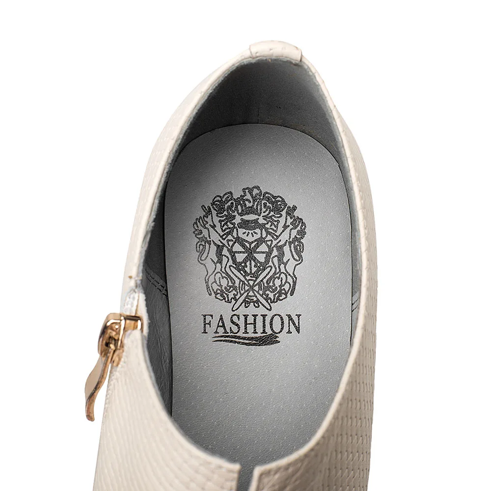 

Women High Heels Cow Leather Spring Autumn Pumps Shoes Beige Zip Pointed Toe Female Luxury Party Thick Pumps Shoes Woman 2021