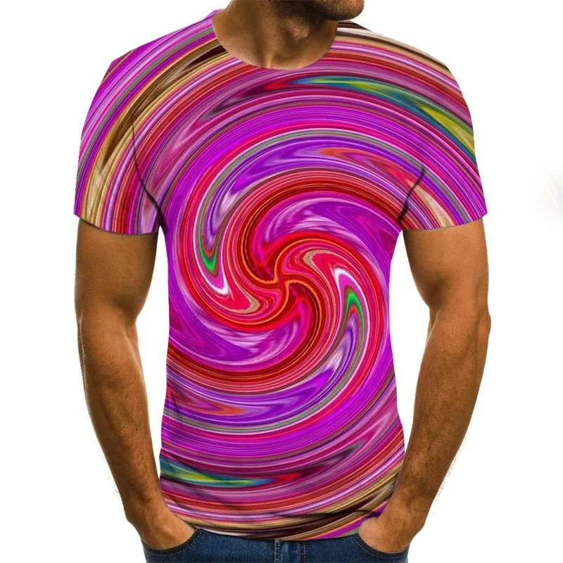 Color Abstract Spiral 3D Digital Printing Tshirts Summer Short Sleeve T-Shirts Men Casual Slim Joker Tee Shirts 6XL | Мужская одежда
