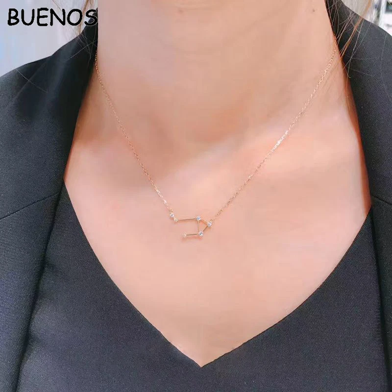 BUENOS Корейский Новый Модный Циркон Кулон 12 созвездия зодиака ожерелье короткая