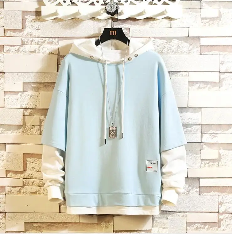 

2021 Men's Trend Skateboard Hoodie Sweatshirt Casual Spring and Autumn School Clothes Large Size Hip Hop Patchwork Street Wear