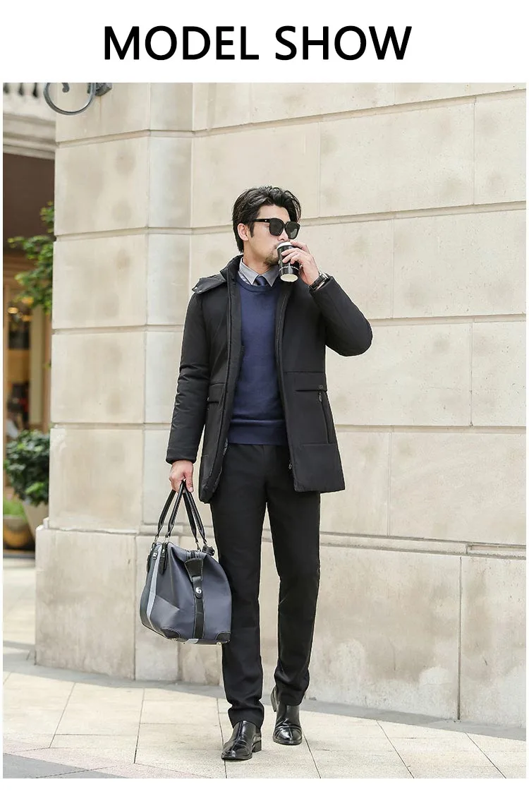 New Winter Down Jacket Male High Quality Waterproof Thick Warm Long Cotton Coat Male Detachable Cap Winter Parkas