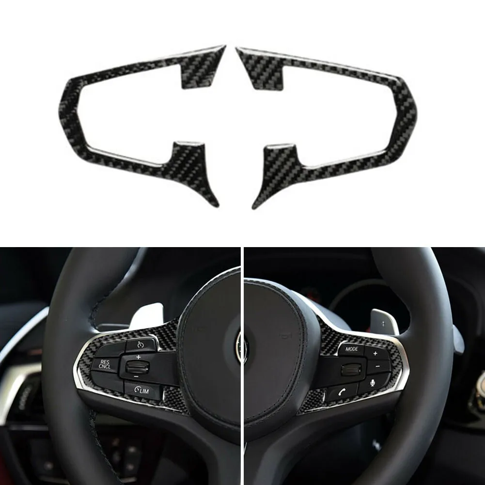 

2Pcs Carbon Fiber Car Steering Wheel Frame Cover Trim Fit For BMW 528li 530li 540li G38 G30 2018 Interior Accessories