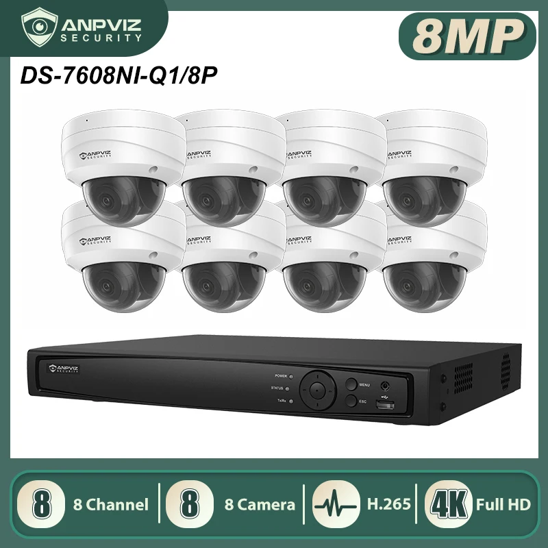

Anpviz Smart POE NVR Kit 8CH NVR 4/6/8 8MP Outdoor/Indoor Security Cameras CCTV Video Surveillance Systems IP67 H.265+