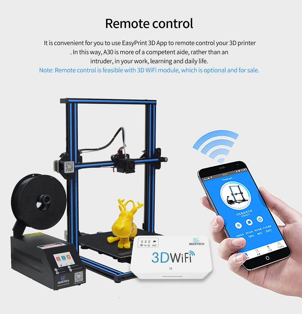 GEEETECH с открытым исходным кодом A30 DIY 3d принтер цветной сенсорный экран Большой принтер зона прерывания 3D-принтер