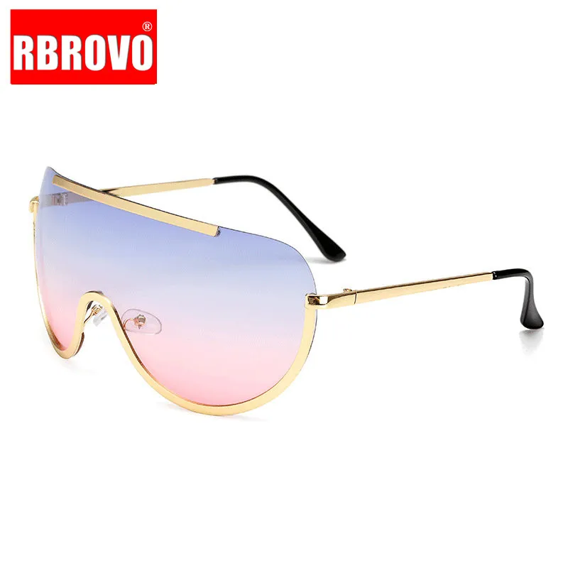 

RBROVO 2021 One-piece Alloy Sunglasses Women Classic Round Sun Glasses Metal Candy Colors Outdoor Oculos De Sol Feminino UV400