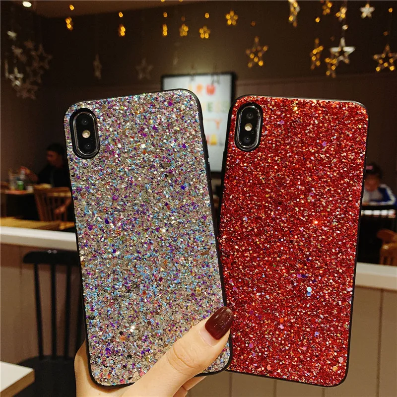 Блестящая Вспышка чехол для iPhone 7 8 6 6s Plus 7Plus Модный Блестящий чехол для iPhone 11 Pro X Xs Max XR защитный чехол для телефона
