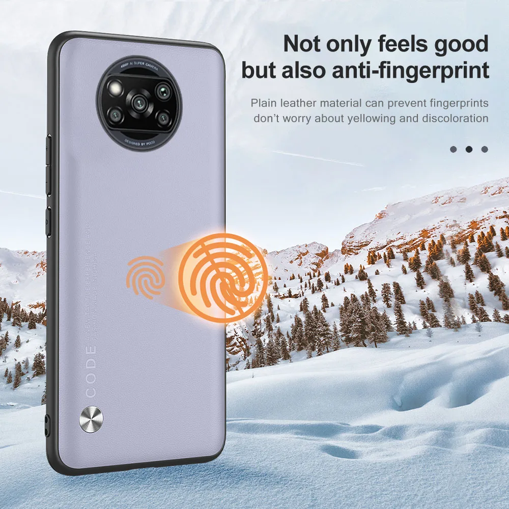 anti fingerprint leather phone protective case for xiaomi poco x3 m3 pro super thin shockproof shell cover poko x3 nfc f3 coque free global shipping