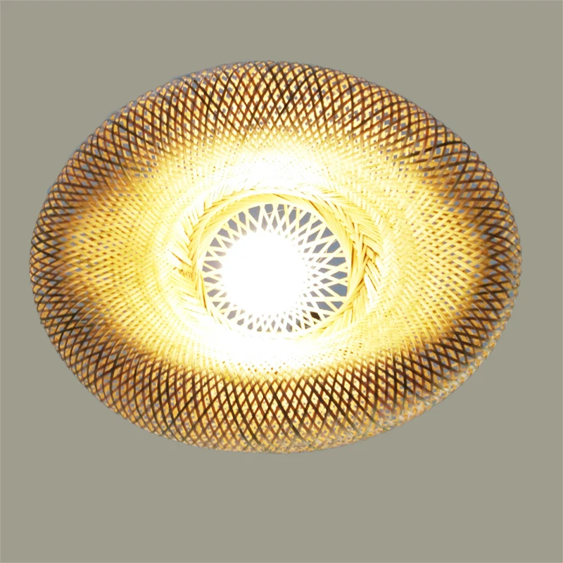 Плетеная бамбуковая лампа из ротанга декоративный деревянный подвесной