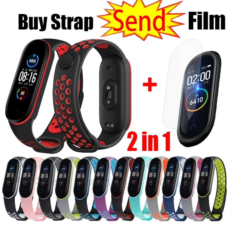 

For Mi Band 3 4 5 6 strap sport Silicone watch wrist Bracelet miband strap accessories bracelet smart for Xiaomi mi band6 strap