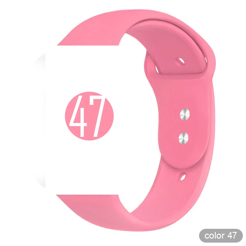Мягкий силиконовый спортивный ремешок для Apple Watch 5 4 3 2 1 38 мм 42 мм, резиновый ремешок для часов Iwatch series 5 4 40 мм 44 мм - Цвет ремешка: Color 47