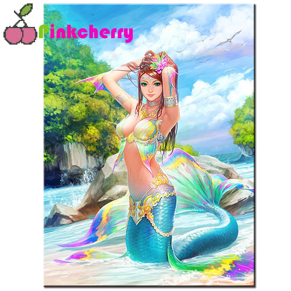 

Алмазная живопись «сделай сам», вышивка крестиком, мозаика, вышивка 5D, квадратная фотография, маленькая Русалочка k1114