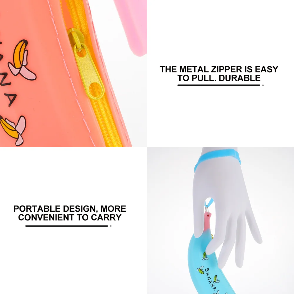 

3Pcs Creative Pen Bag Adorable Banana-shaped Pencil Case Student Pen Storage Bag