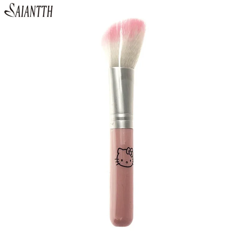 Одиночная кисть для румян kitty с деревянной ручкой и наклонной головкой