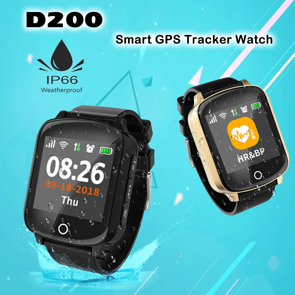 Смарт часы D200 с gps трекером для пожилых людей защита от потери GPS LBS Wi Fi определение