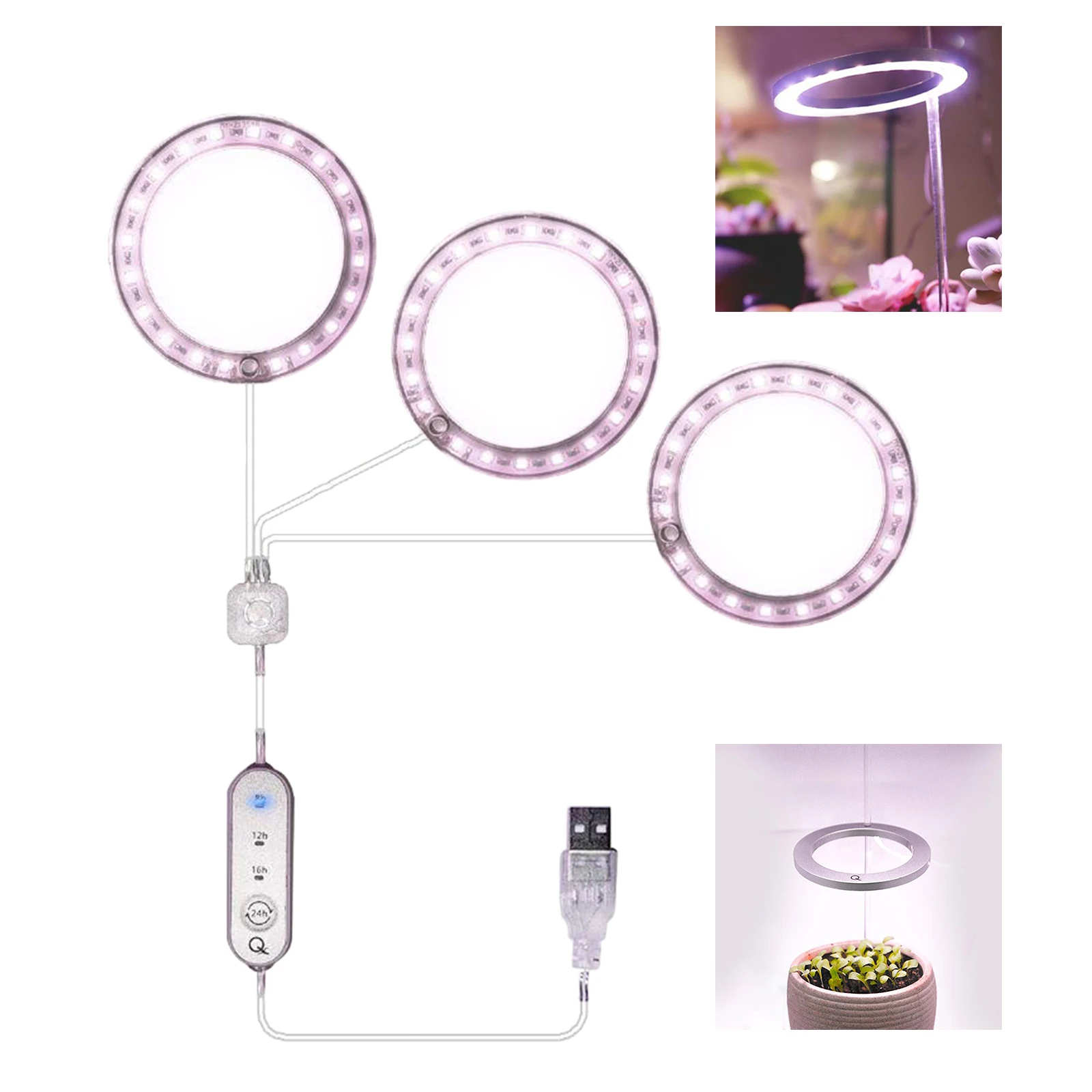 

LED Grow Light for Indoor Tabletop Plant Full Spectrum Growth Lamp with Acrylic Support Rod
