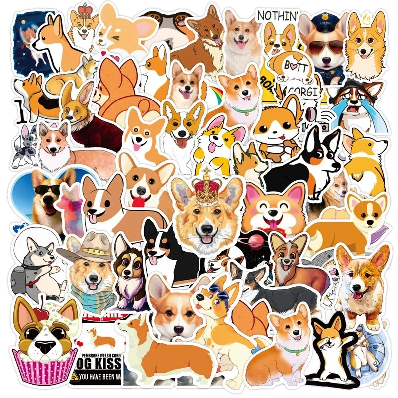 

100 Sheets Cute Cartoons Corgi Stickers Large PVC Paper Children Decoration Stationery Supply DIY Phone Laptop Suitcase Guitar