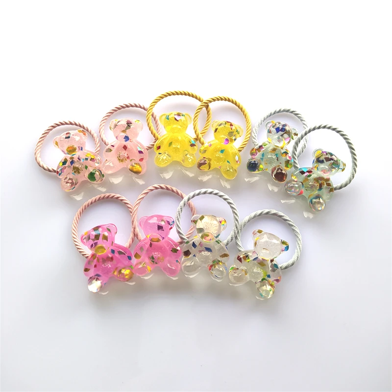 

2PCS New Cute Transparent Bear Cartoon Princess Headwear Kids Elastic Hair Bands Children Ropes Girls Accessories Baby Headdress