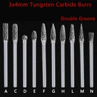 Jrealmer 5 шт. 3x4 мм двойной паз Вольфрамовая сталь карбид заусенцы фреза роторный инструмент заусенец двойной алмазной резки роторный