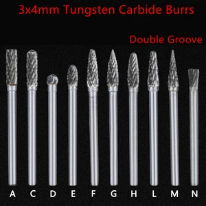 Jrealmer 5 шт. 3x4 мм двойной паз Вольфрамовая сталь карбид заусенцы фреза роторный инструмент заусенец двойной алмазной резки роторный