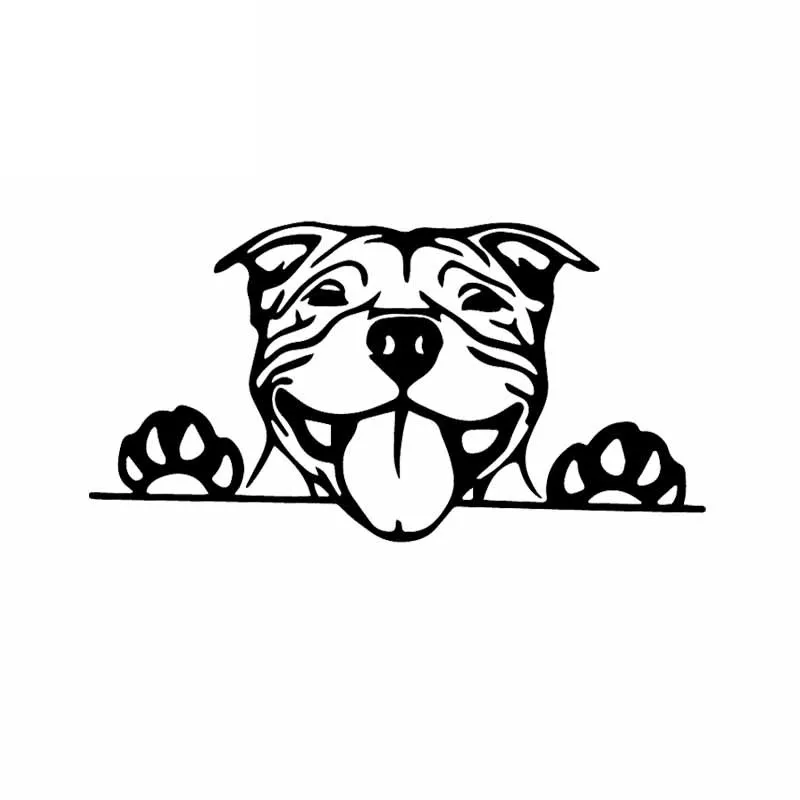 

16CMX8CM Funny Car Sticker Paws Up Pitbull Bully Dog Decal KK Vinyl Decor Black/Silver Car Accessories