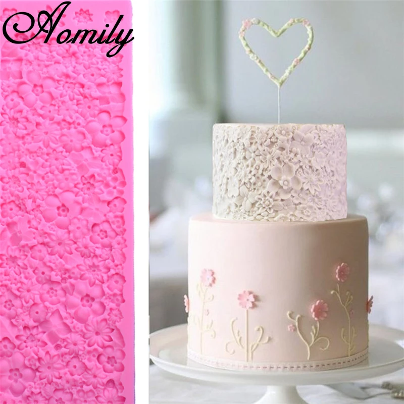 

Силиконовая форма Aomily в форме цветка, форма для помадки и торта, инструменты для украшения краев торта, желе, шоколад, бриллиантовые инструм...