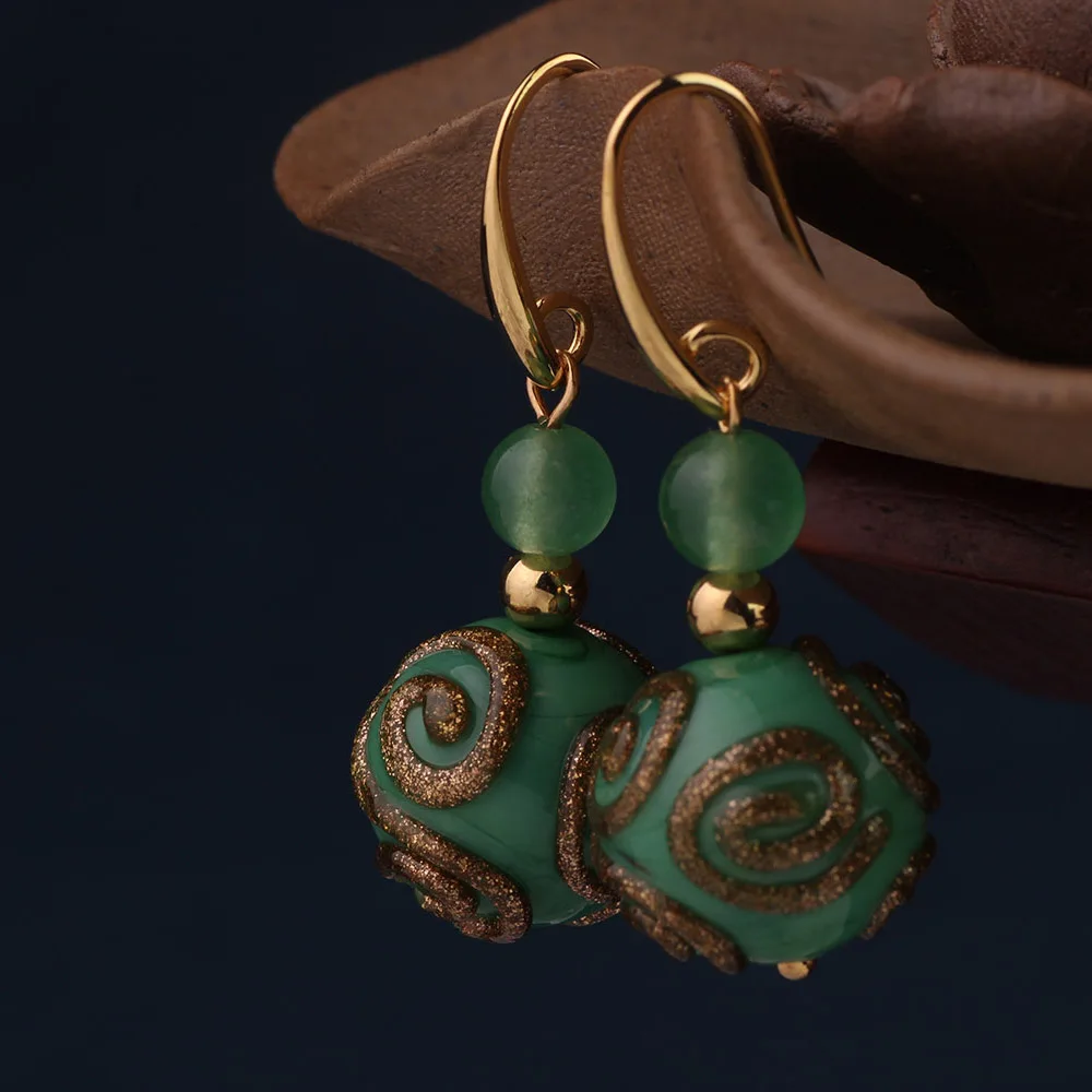 Женские серьги подвески с золотым покрытием в стиле ретро простые национальном