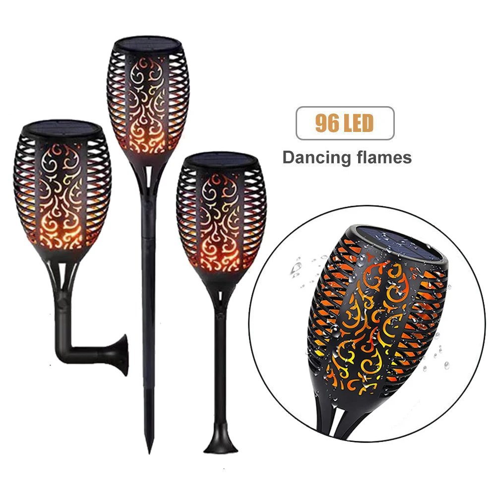 

51/96LED Solar Flame Light Flickering Waterproof For Garden Decor Landscape Lawn Lamp Path Lights Torch Outdoor Pathway Lighting