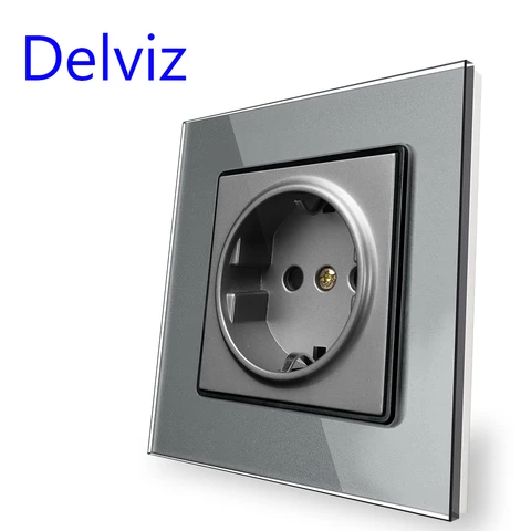 Розетка электрическая Delviz, стеклянная панель европейского стандарта, 110-250 В переменного тока, 16 А