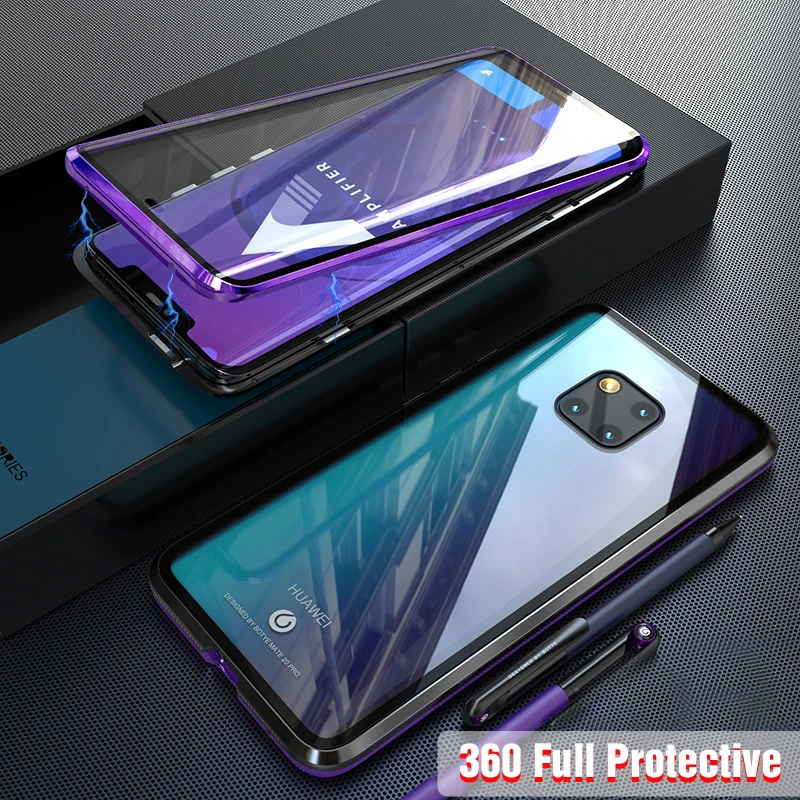 360 Полный Магнитный чехол для huawei P30 Pro P20 mate 20 металлический бампер 12D Передняя сенсорная пленка закаленное стекло крышка huawei P30 Pro Чехол