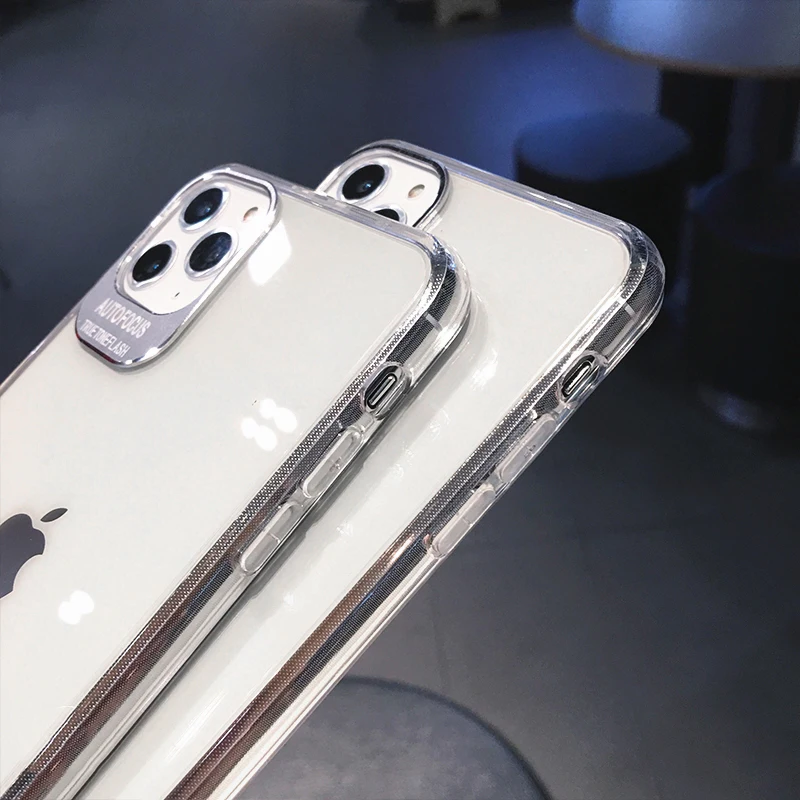 Металлические линзы буквы чехлы протектор для iPhone 11 XS Max XR XS 6 6S 7 8 Plus Полный корпус мягкий ТПУ прозрачный задняя крышка телефона