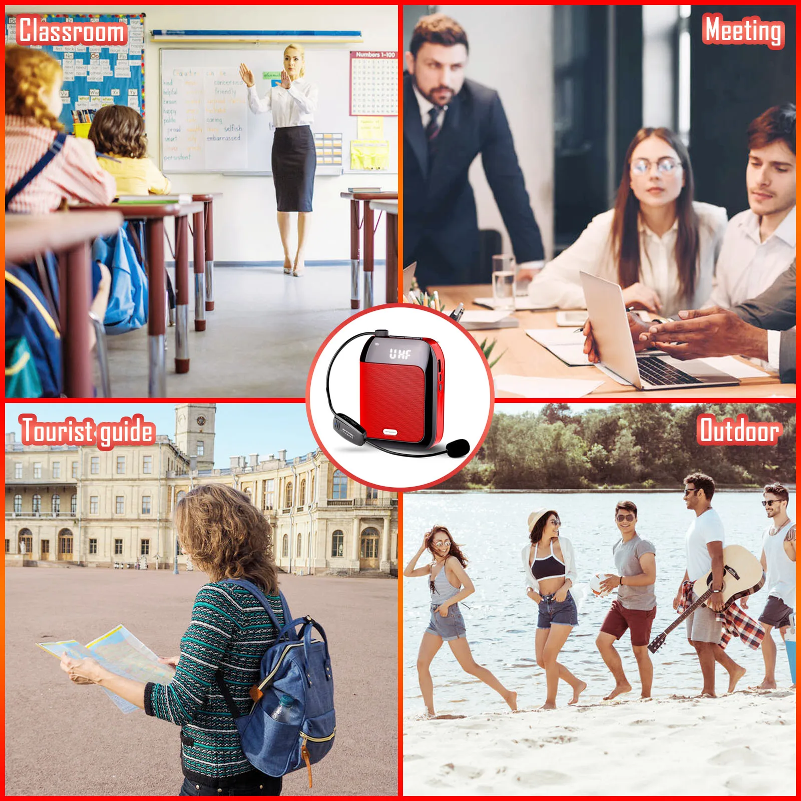 Gosear Voice Amplifier 15W Multifunctional Portable Bluetooth-compatible Speaker with Wireless Microphone for Teachers | Электроника