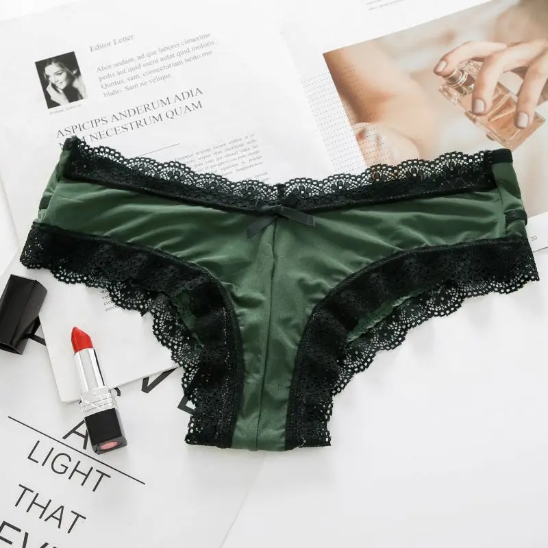 Модные сексуальные хлопковые трусики женские ажурные кружевные дышащие с низкой