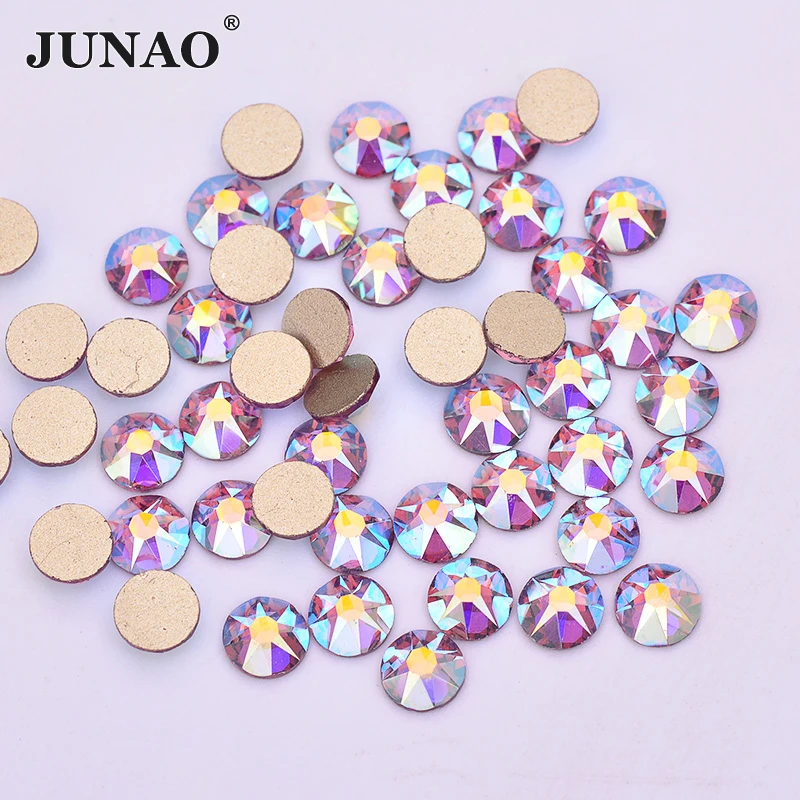 Стразы JUNAO SS16 SS20 SS30 из прозрачного белого стекла круглые для ногтей Пришивные АВ