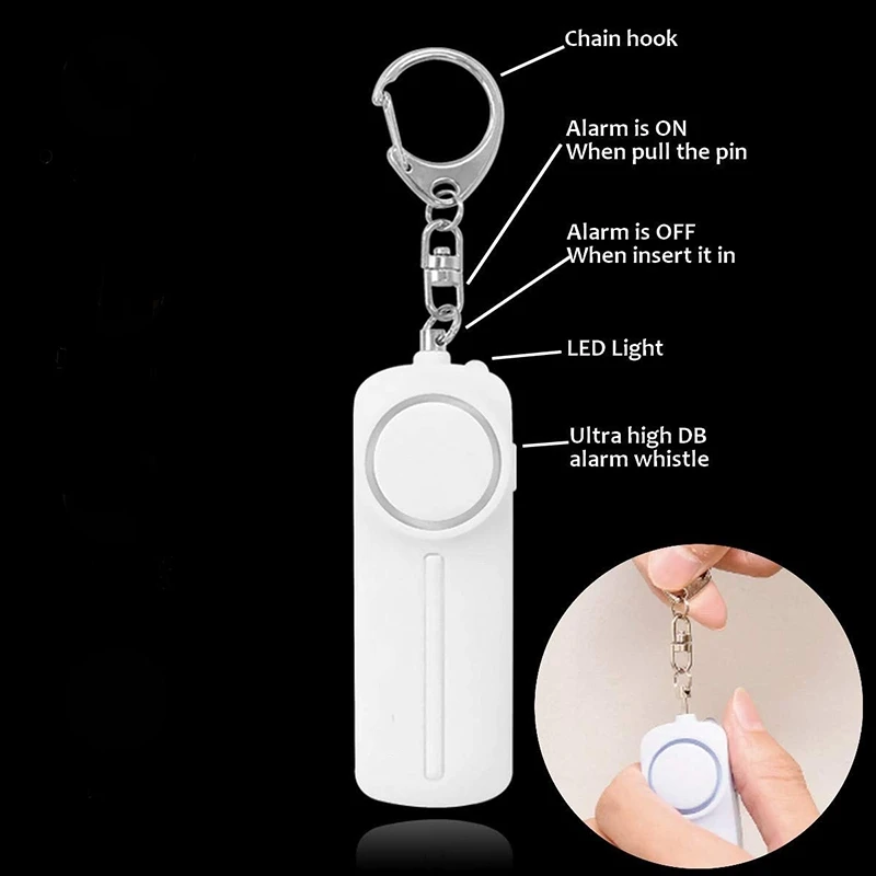 

Personal Alarm Keychain 130DB Warning Device with LED Lights Alarm Suitable for Ladies,Men,Children,Seniors and Joggers