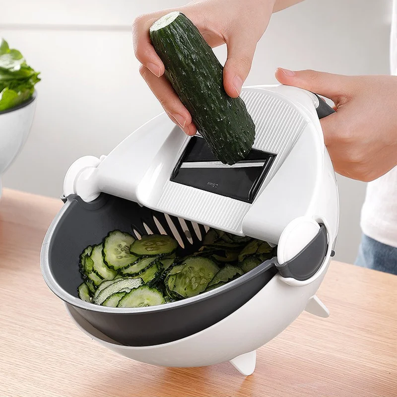 

7 in 1 Household Multifunction Vegetable Cutter Chopper Fruit Slicer Strainer Basket Spiralizer Grater Shredder Kitchen Tools