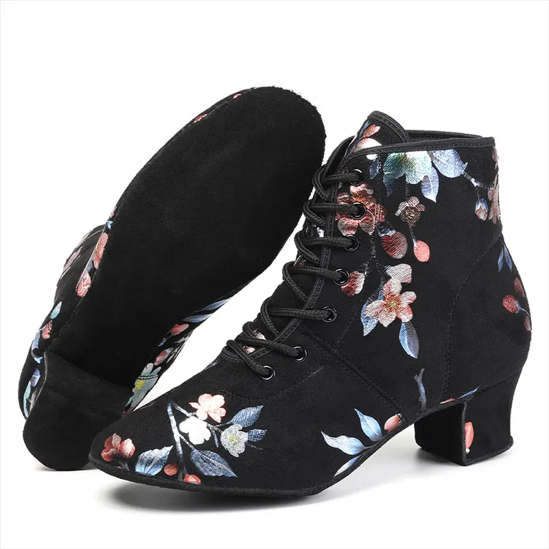 SWDZM Women Modern Latin Dance Shoes Ladies Tango Ballroom Shoes Dance Sneaker Oxford Cloth Suede Sole Practice Shoes 3.5/5cm