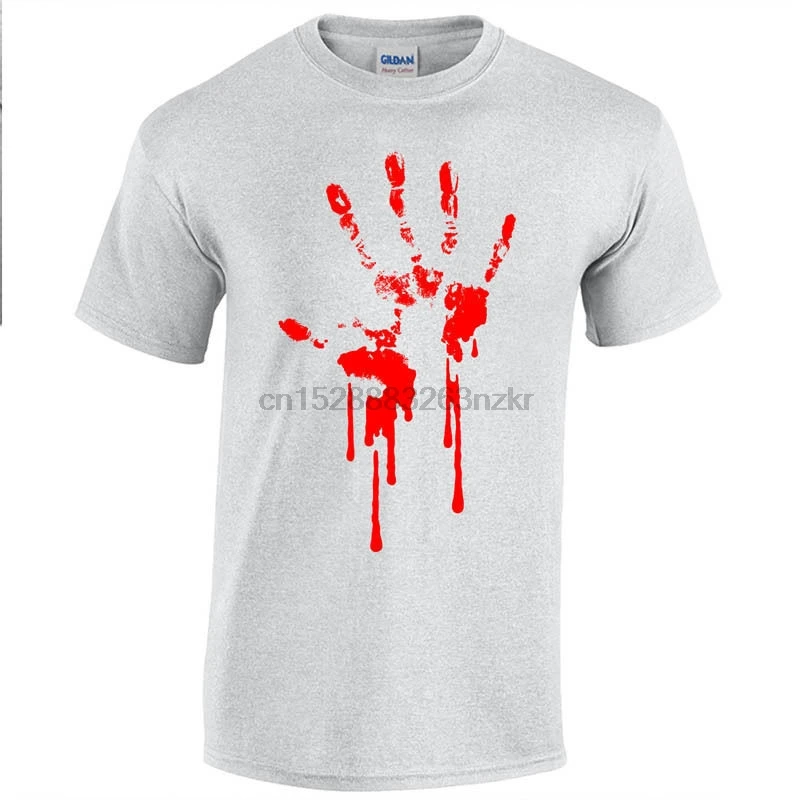 Футболка мужская с принтом крови хлопок приталенный силуэт зомби апокалипсис